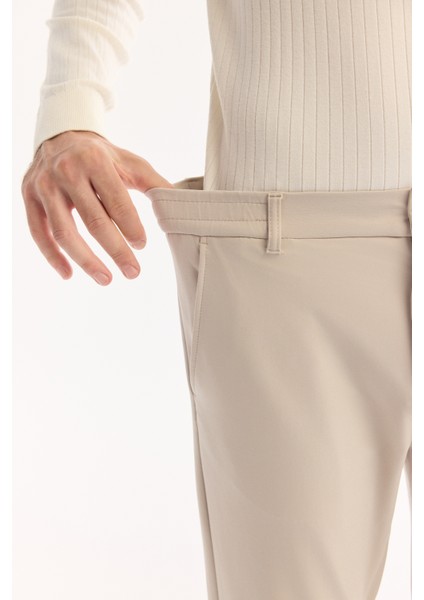 Erkek Bej Yanı Lastikli Hızlı Kuruyan Kırışmayan Slim Fit Pantolon A52Y3077 fırsatları