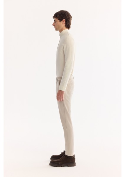 Erkek Bej Yanı Lastikli Hızlı Kuruyan Kırışmayan Slim Fit Pantolon A52Y3077
