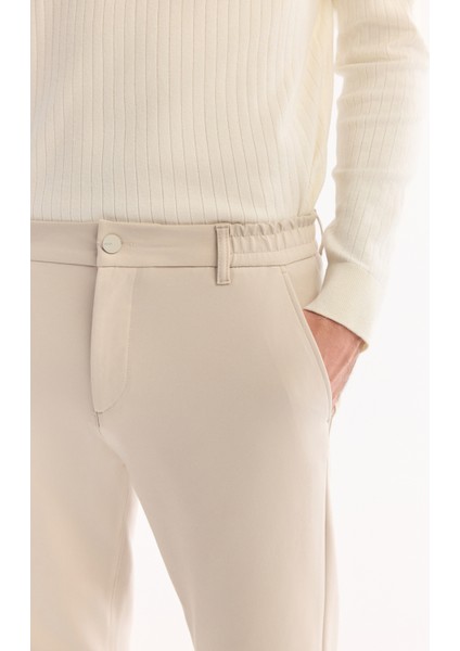 Erkek Bej Yanı Lastikli Hızlı Kuruyan Kırışmayan Slim Fit Pantolon A52Y3077