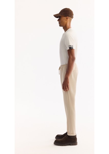 Erkek Bej Beli Lastikli Bağcıklı Duble Paça Jogger Relaxed Fit Pantolon E003000 fiyatları