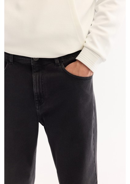 Erkek Siyah Klasik Bel Pamuklu Eskitme Yıkamalı Madrid Comfort Slim Fit Jean Pantolon A52Y3518