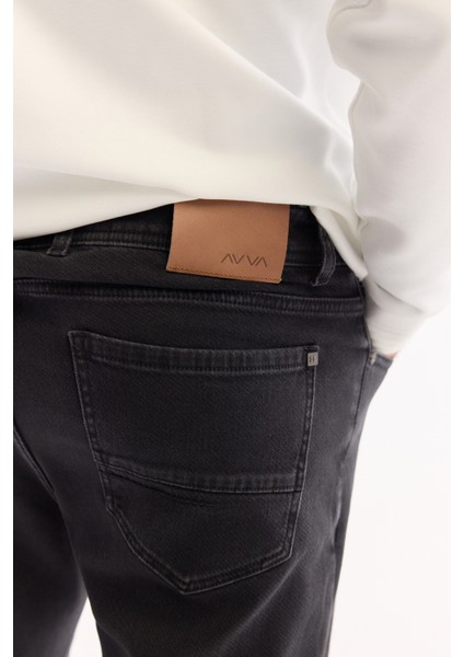 Erkek Siyah Klasik Bel Pamuklu Eskitme Yıkamalı Madrid Comfort Slim Fit Jean Pantolon A52Y3518