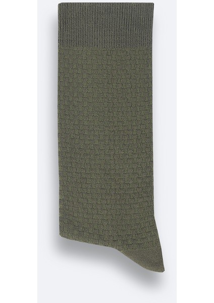 Erkek Haki Dokulu Bambu Soket Çorap A42Y8508