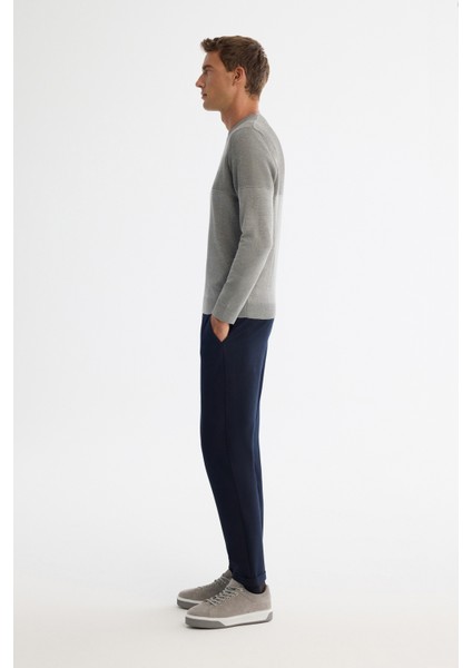 Erkek Gri Bisiklet Çift Yaka Dokulu Pamuklu Triko Regular Fit Kazak A42Y5190 modelleri