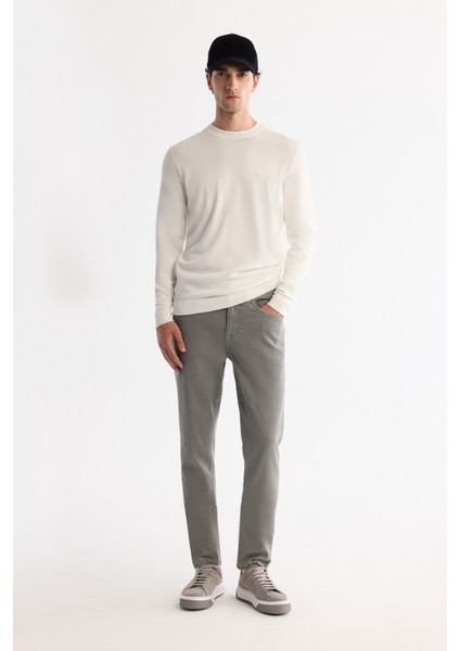 Erkek Ekru Yüksek Bisiklet Yaka Rayon Triko Regular Fit Kazak A42Y5001