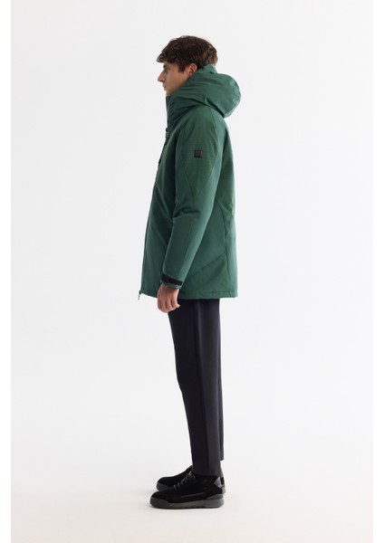 Erkek Yeşil Kapüşonlu Su İtici Rüzgar Geçirmez Kaz Tüyü Comfort Fit Mont A42Y6044 modelleri