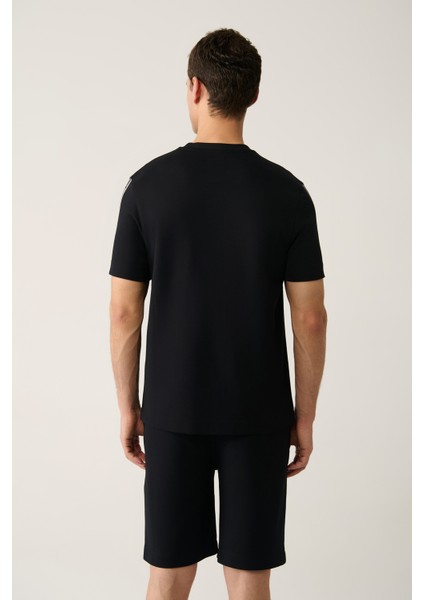 Erkek Siyah Soft Touch Bisiklet Yaka Baskılı Regular Fit T-Shirt A41Y1327 fırsatları