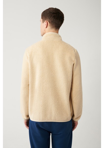Erkek Krem Dik Yaka Tam Fermuarlı Hırka Peluş A32Y1381 fırsatları