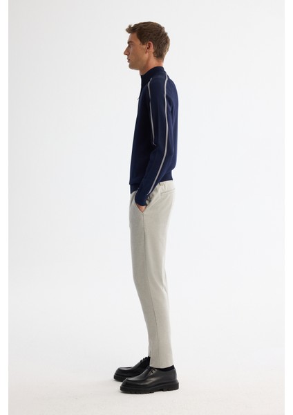 Erkek Lacivert Fermuarlı Dik Yaka Rayon Triko Regular Fit Kazak A42Y5005 modelleri