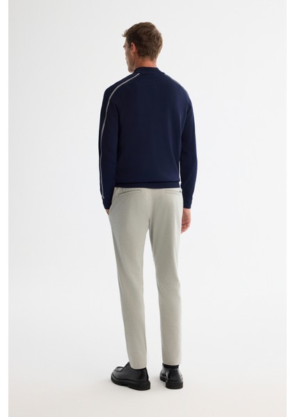 Erkek Lacivert Fermuarlı Dik Yaka Rayon Triko Regular Fit Kazak A42Y5005 fırsatları