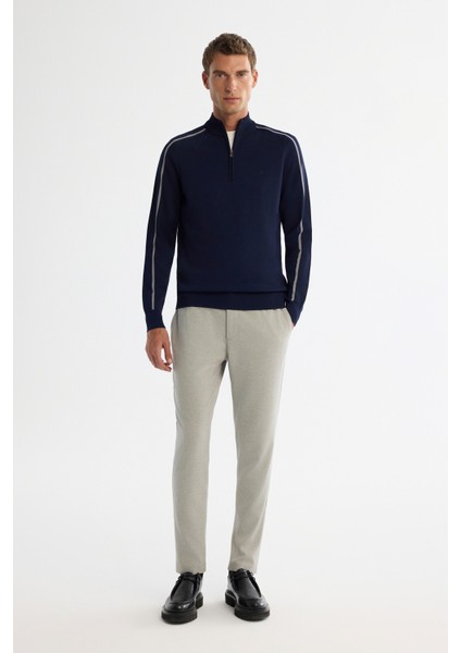 Erkek Lacivert Fermuarlı Dik Yaka Rayon Triko Regular Fit Kazak A42Y5005 indirimleri