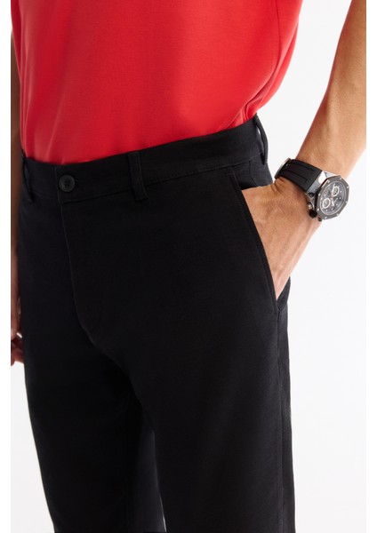Erkek Siyah Klasik Bel Elastan Chino Slim Fit Pantolon A42Y3021 fırsatları