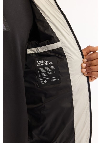 Erkek Gri Kapüşonlu Su İtici Rüzgar Geçirmez -5°C Dayanıklı Şişme Comfort Fit Mont A52Y6155