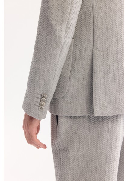 Erkek Gri Mono Yaka Bi-Stretch Hafif Dokulu Blazer Comfort Slim Fit Ceket A52Y4003