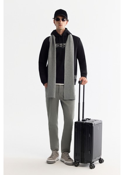 Erkek Siyah Kapüşonlu 3 İplik Şardonlu Baskılı Regular Fit Sweatshirt A42Y1303