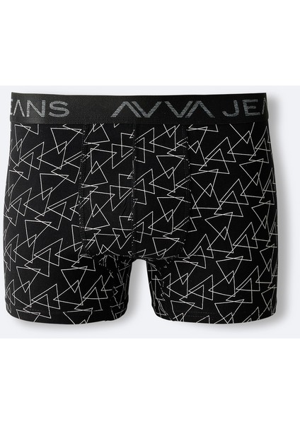 Erkek Siyah Desenli Pamuklu Tekli Regular Fit Boxer A42Y9533