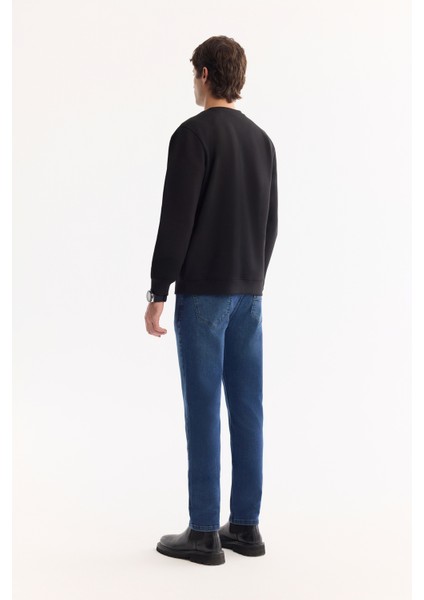 Erkek Siyah Bisiklet Yaka Pamuklu Bi-Stretch Baskılı Regular Fit Sweatshirt A52Y1208 fırsatları