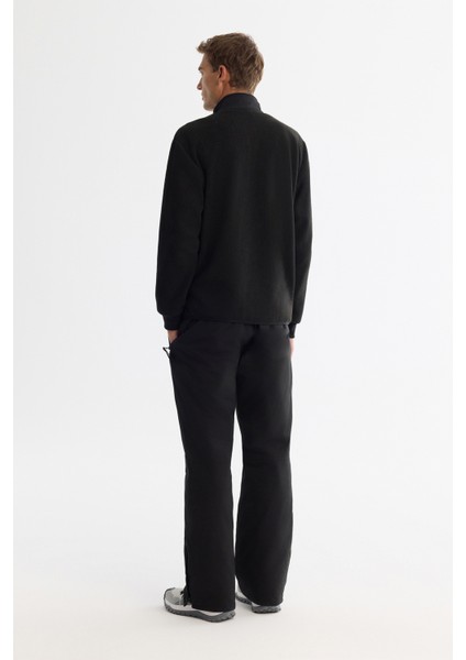 Erkek Siyah Soğuğa Dayanıklı Dik Yaka Fermuarlı Polar Regular Fit Sweatshirt A42Y1311 fırsatları