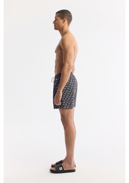 Erkek Siyah Hızlı Kuruyan Baskılı Çantalı Relaxed Fit Relaxed Fit Deniz Şortu A51Y3828 fiyatları