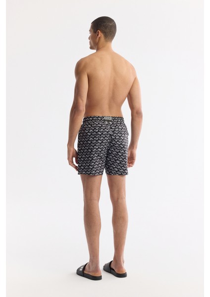 Erkek Siyah Hızlı Kuruyan Baskılı Çantalı Relaxed Fit Relaxed Fit Deniz Şortu A51Y3828 modelleri