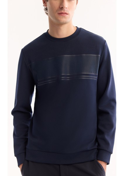 Erkek Siyah Bisiklet Yaka Pamuklu Bi-Stretch Baskılı Regular Fit Sweatshirt A52Y1215 fiyatları