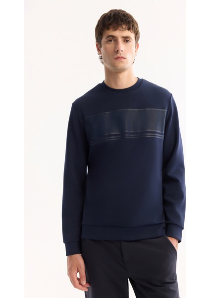Erkek Siyah Bisiklet Yaka Pamuklu Bi-Stretch Baskılı Regular Fit Sweatshirt A52Y1215 indirimleri
