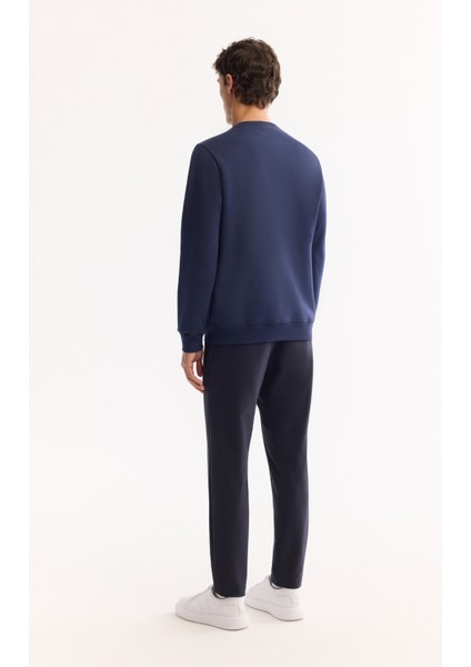 Erkek Lacivert Bisiklet Yaka Pamuklu Şardonlu Baskılı Regular Fit Sweatshirt A52Y1327 fırsatları