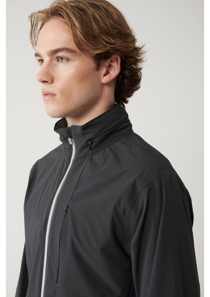 Erkek Antrasit Dik Yaka Kapüşonlu Fermuarlı Su itici Bi-Stretch Comfort Fit Mont A41Y6035 fiyatları