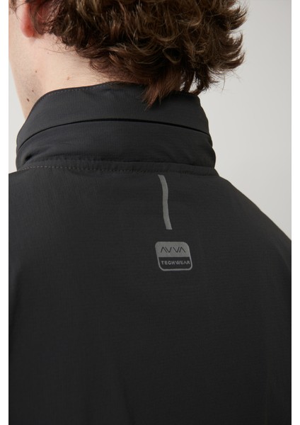 Erkek Antrasit Dik Yaka Kapüşonlu Fermuarlı Su itici Bi-Stretch Comfort Fit Mont A41Y6035 fırsatları