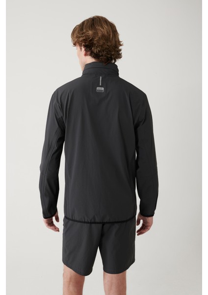 Erkek Antrasit Dik Yaka Kapüşonlu Fermuarlı Su itici Bi-Stretch Comfort Fit Mont A41Y6035