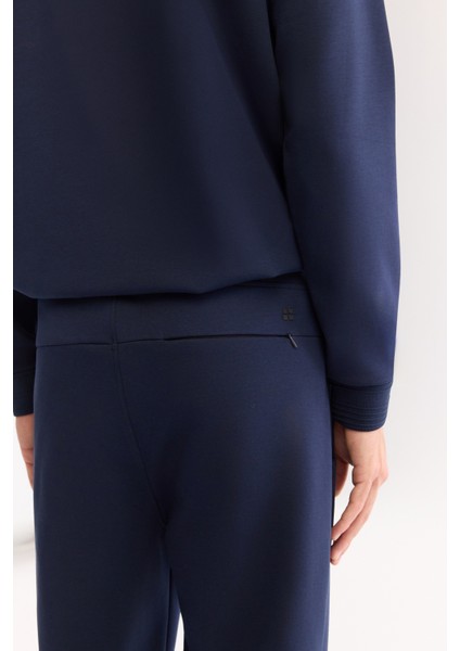 Erkek Lacivert Beli Lastikli Bağcıklı Bi-Stretch Regular Fit Eşofman Altı B003400