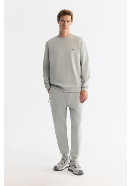 Erkek Gri Bisiklet Yaka Esnek Yumuşak Doku İnterlok Kumaş Basic Regular Fit Sweatshirt B001100 fırsatları