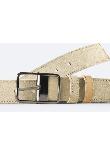 Erkek Bej %100 Süet Deri Çift Taraflı Kemer A51Y9300 fiyatları