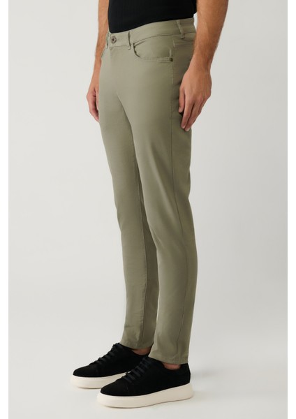 Erkek Haki Klasik Bel Soft Touch Pamuklu Slim Fit Pantolon B003038 modelleri