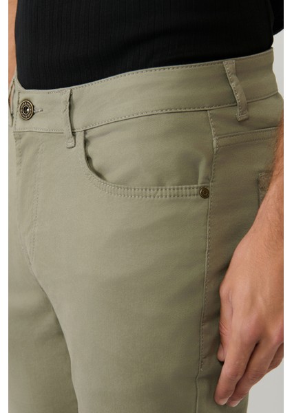 Erkek Haki Klasik Bel Soft Touch Pamuklu Slim Fit Pantolon B003038