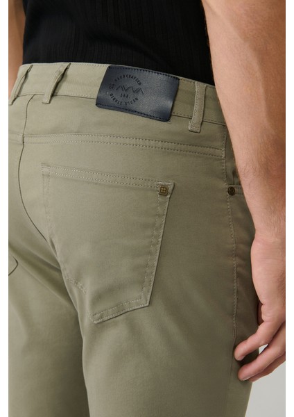 Erkek Haki Klasik Bel Soft Touch Pamuklu Slim Fit Pantolon B003038