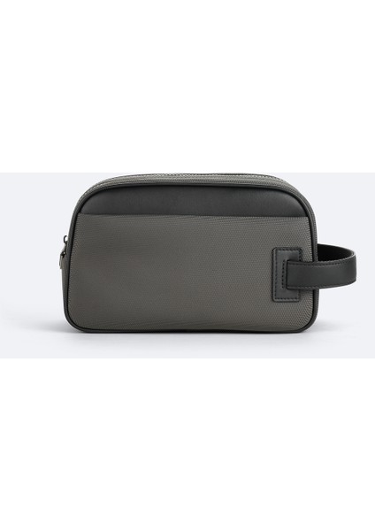 Erkek Antrasit Çift Fermuarlı El Çantası A52Y9104