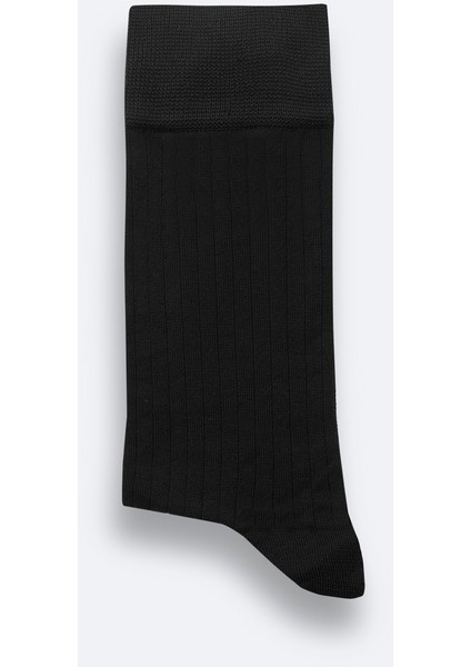 Erkek Siyah Merserize Karışımlı Fitilli Soket Çorap A42Y8517