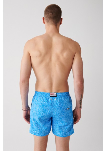 Erkek Mavi Çiçek Baskılı Deniz Şortu A31Y3809 modelleri