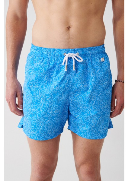 Erkek Mavi Çiçek Baskılı Deniz Şortu A31Y3809 fırsatları