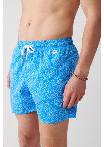 Erkek Mavi Çiçek Baskılı Deniz Şortu A31Y3809 indirimleri