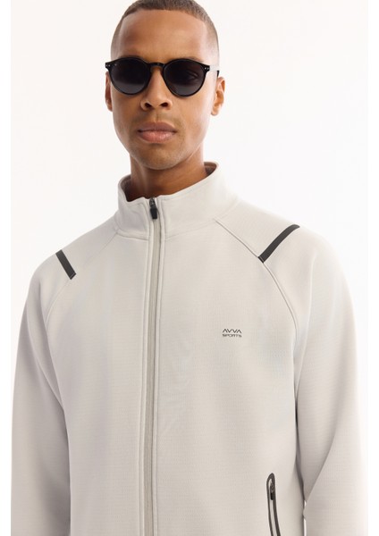 Erkek Açık Gri Dik Yaka Fermuarlı Bi-Stretch Regular Fit Sweatshirt A52Y1335 fiyatları