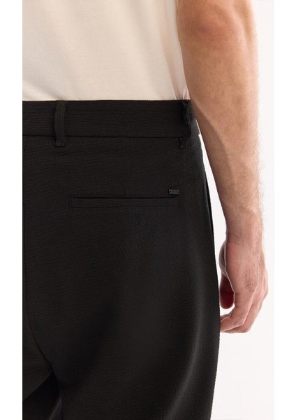 Erkek Siyah Klasik Bel Bi-Stretch Kolay Ütülenen Baggy Fit Pantolon A52Y3042