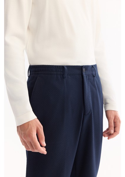 Erkek Lacivert Yani Lastikli Bi-Stretch Hafif Slim Fit Pantolon A52Y3213 fırsatları