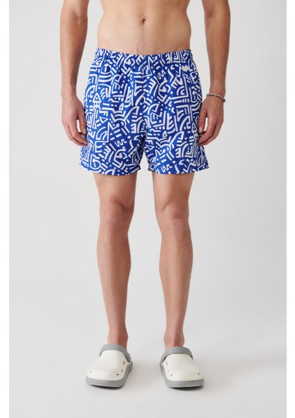 Erkek Mavi Geometrik Baskılı Deniz Şortu A31Y3805 fiyatları