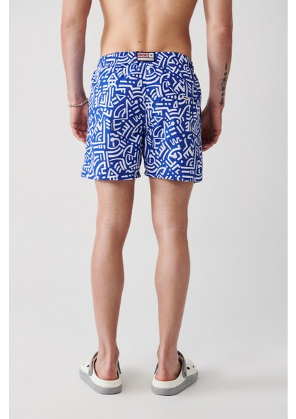 Erkek Mavi Geometrik Baskılı Deniz Şortu A31Y3805 fırsatları