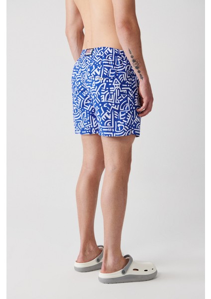 Erkek Mavi Geometrik Baskılı Deniz Şortu A31Y3805