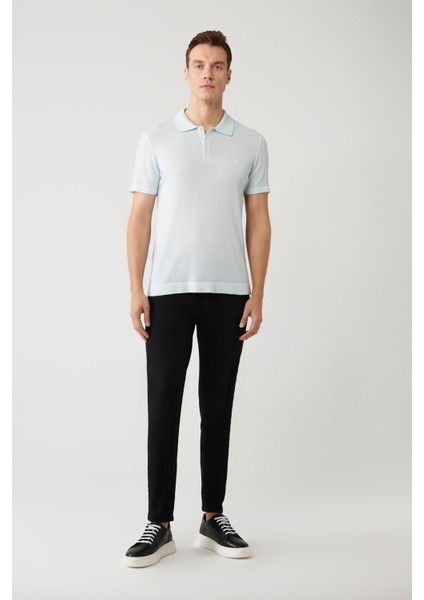 Erkek Açık Mavi 3 Düğmeli Polo Yaka Triko Regular Fit T-Shirt A41Y5067 indirimleri