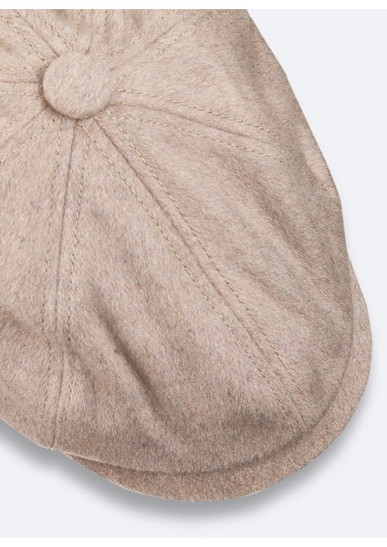 Erkek Vizon Yün Karışımlı Düğmeli Kasket Şapka A42Y9272 modelleri