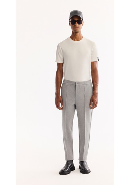 Erkek Gri Yanı Lastikli Pamuklu Viskon Karışımlı Relaxed Fit Pantolon A52Y3036